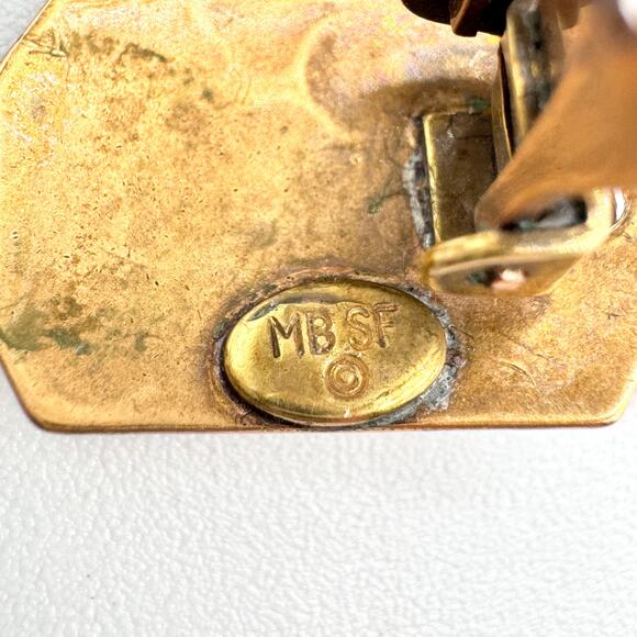 Marjorie Baer MB SF Hoop Earrings Mixed Metal Brutalist Industrial Clip On Artsy - Picture 13 of 16